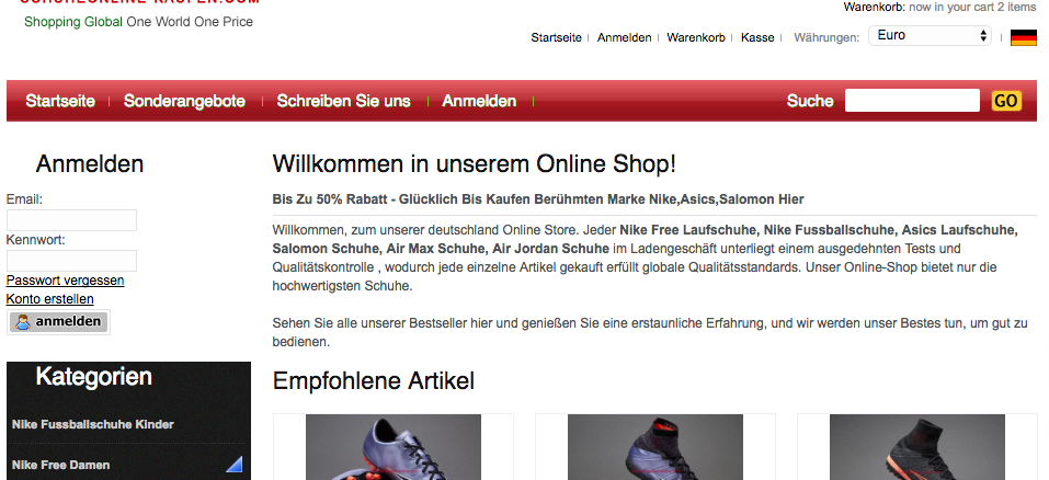 schuhekaufen-online.com ist ein Fakeshop In diesem Artikel erfahren Sie, woran Sie erkennen, dass es sich bei schuhekaufen-online.com um einen Fakeshop handelt.