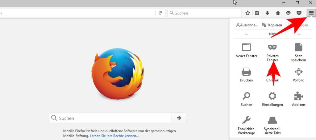 Firefox: Privates Fenster öffnen