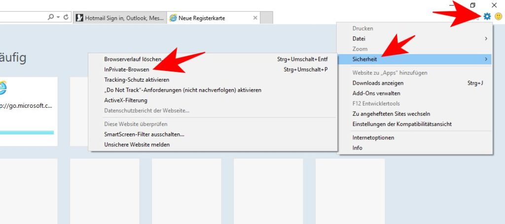 Internet Explorer: InPrivate-Modus beim Surfen nutzen