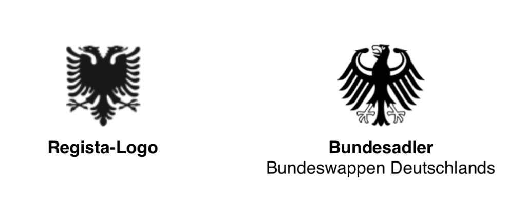 Bundesadler im Vergleich mit dem Regista-Logo