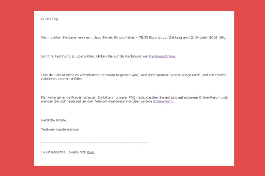 Phishing-Mail Telekom: Vorsicht vor unseriösen Nachrichten