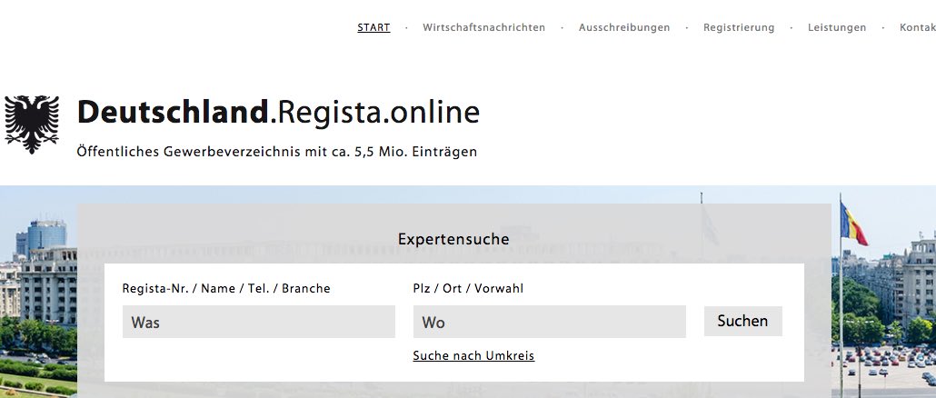 regista online schreibt bundesweit Unternehmen an