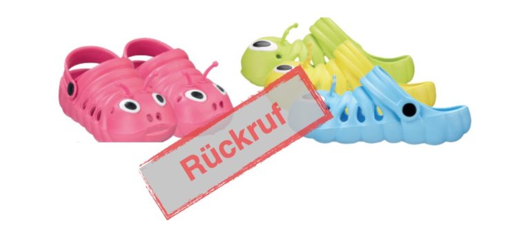 Tedi Rückruf KinderGartenschuhe Modell Raupe