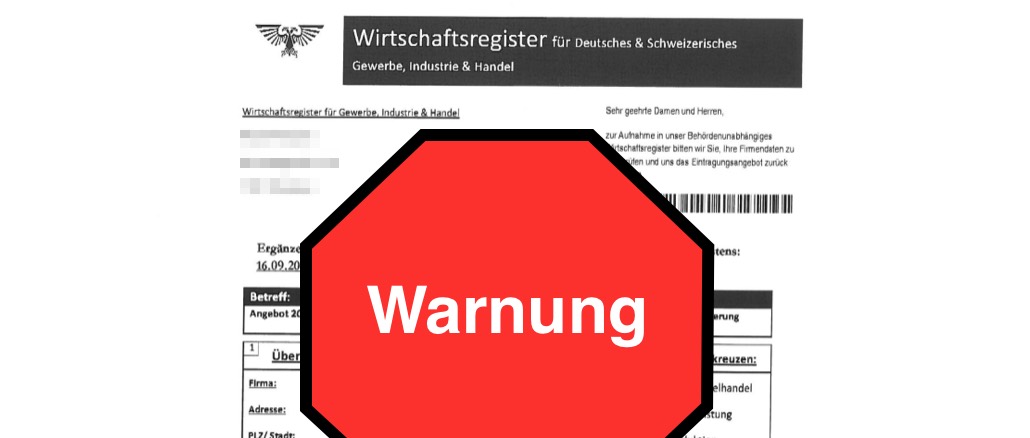 Warnung Wirtschaftsregister Deutschland Schweiz