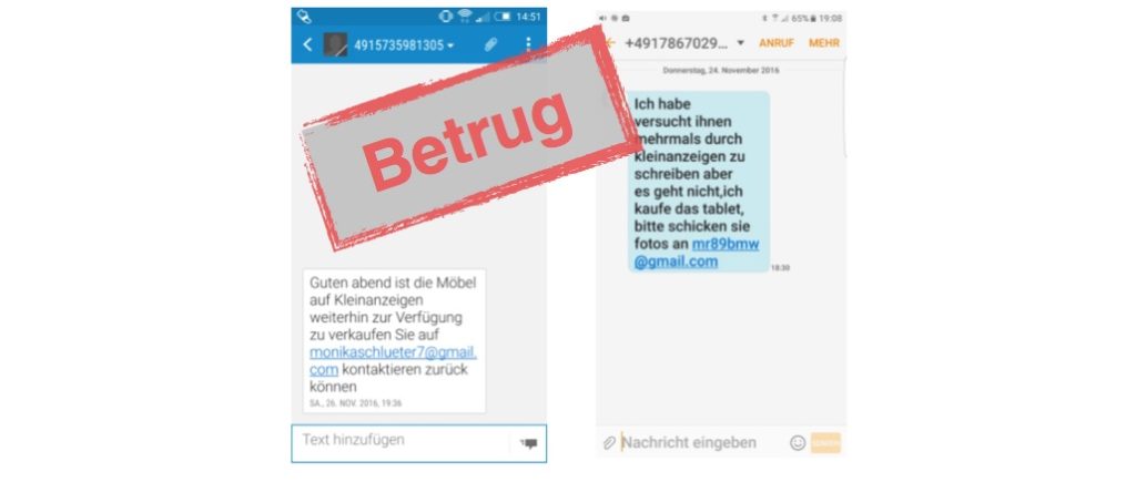 Ebay Kleinanzeigen Nachricht Kann Nicht Gesendet Werden Vorsicht eBay-Kleinanzeigen: SMS mit E-Mail-Adresse ist Betrug