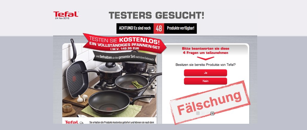 E-Mail von Tefal "Wir suchen nach Testern" ist eine Fälschung