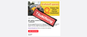 Fake E-Mail mit Shell-Gewinnspiel 500 Euro Gutschein