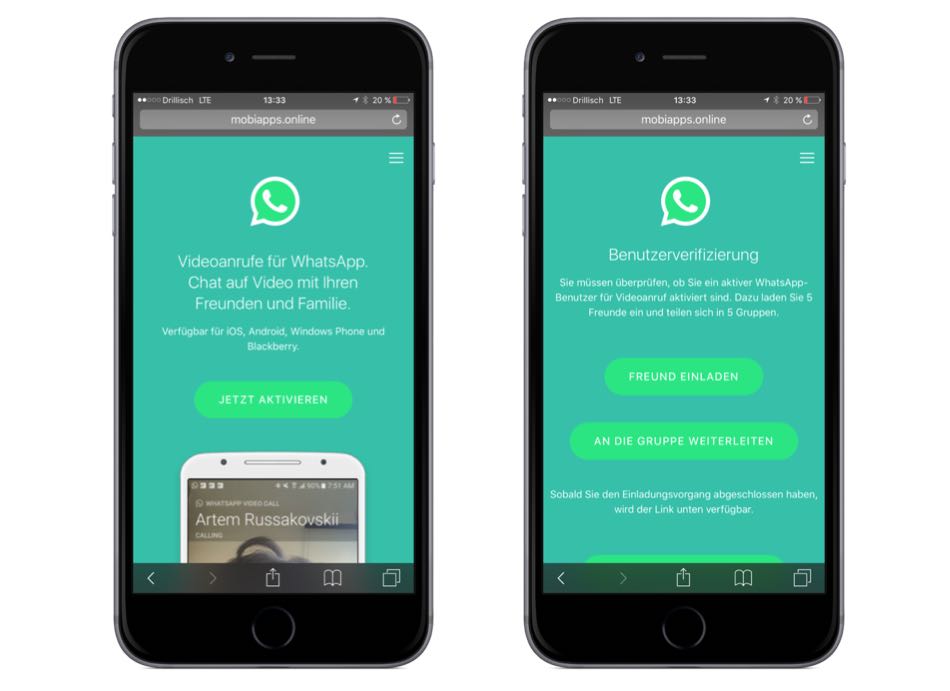 Gefälschte Webseite von WhatsApp