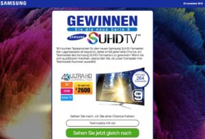 Samsung-Gewinnspiel ist eine Kostenfalle