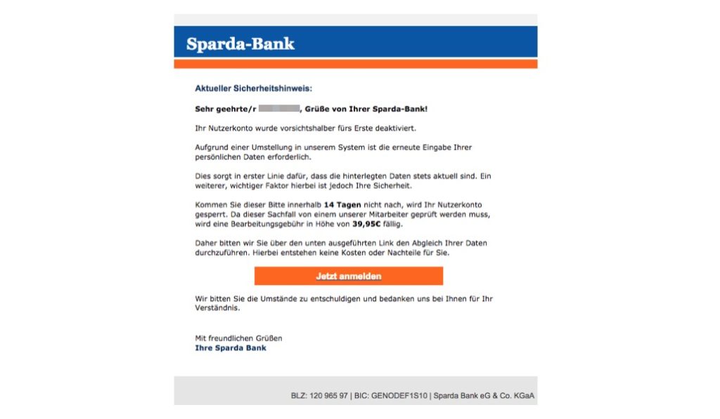 Sparda-Bank: Kunden erhalten Phishing-Mail