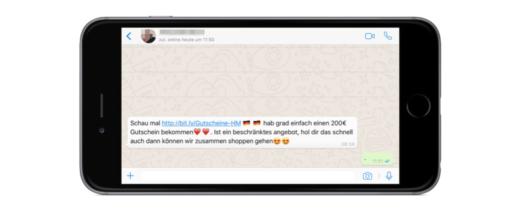 WhatsApp Kettenbrief HM Gutschein