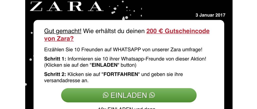 200 Euro Zara Gutschein teilen