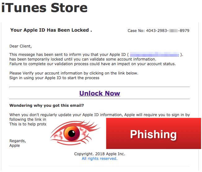 2018-03-19 Apple iTunes Spam Mail Your Account Has Been Locked