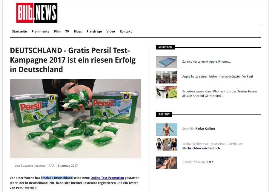 Gratis Persil Test-Kampagne 2017