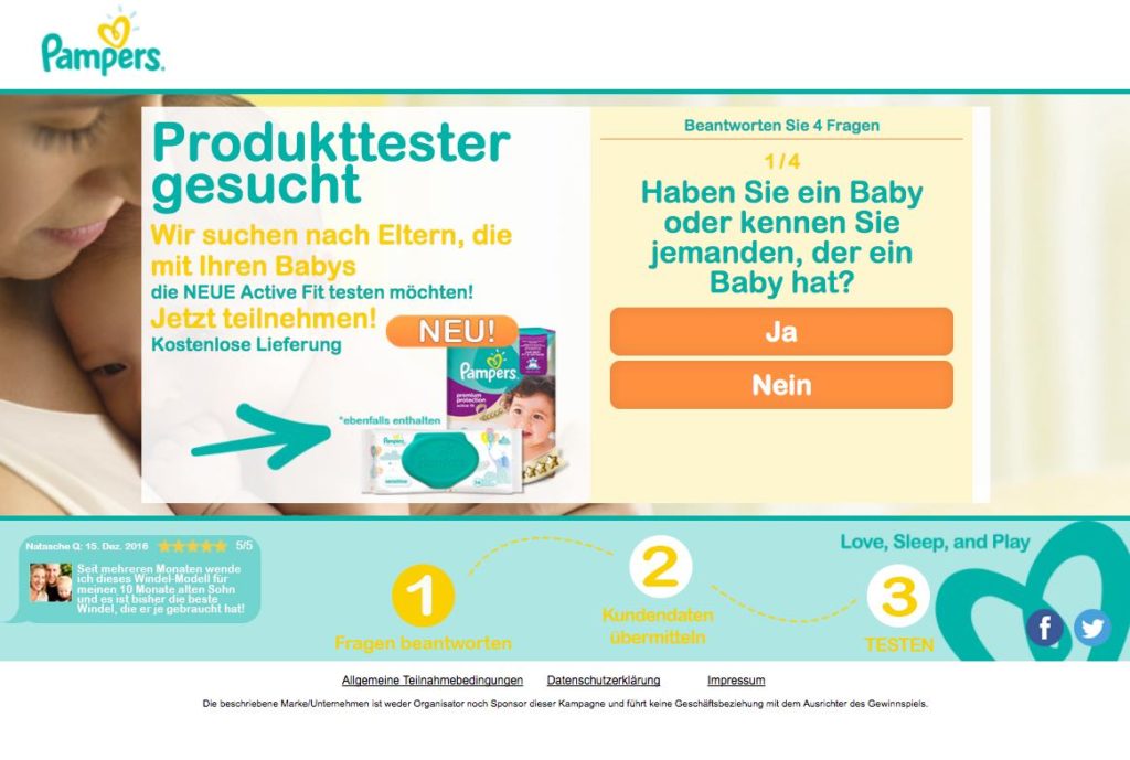 Pampers Produkttest