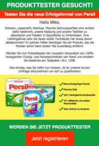 Persil Produkttester per E-Mail gesucht Spam