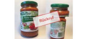 REWE und NABA rufen Bio Pasta Sauce Tomate-Basilikum zurück