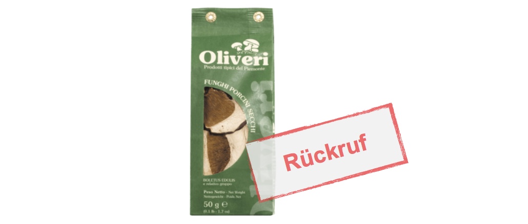 Rückruf von Oliveri Funghi Porcini Secchi (Getrockete Steinpilze)