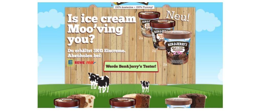 Testaktion Ben und Jerrys Eiscreme