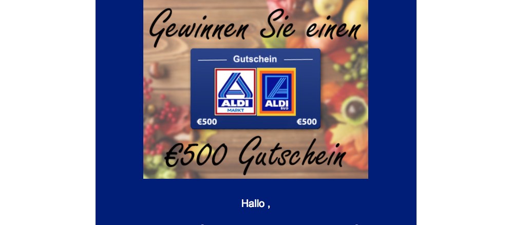 E-Mail Spam 500€ Gewinnspiel Aldi