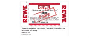 Facebook Messenger: "Kostenlos € 100 Rewe Gutschein" ist nicht von REWE