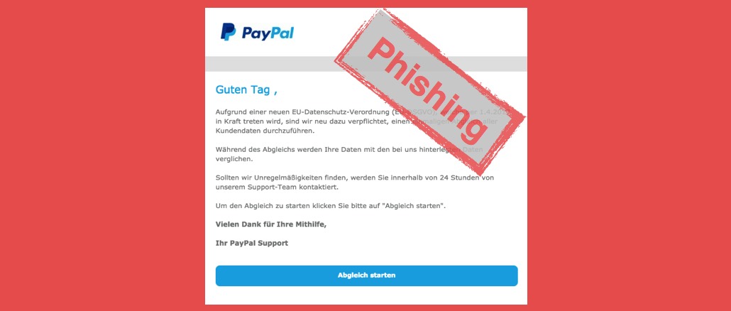 PayPal Phishing Betrug EU-Datenschutz-Verordnung EU-DSGVO