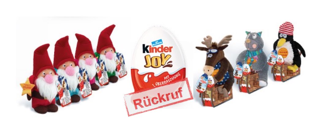 Rückruf von kinder Joy Weihnachtsfiguren "Wichtel" und "Pistenheizer"