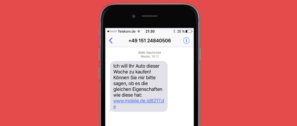 mobile.de SMS Phishing Betrug