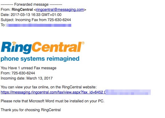 2017-03-14 RingCentral Virus Faxnachricht