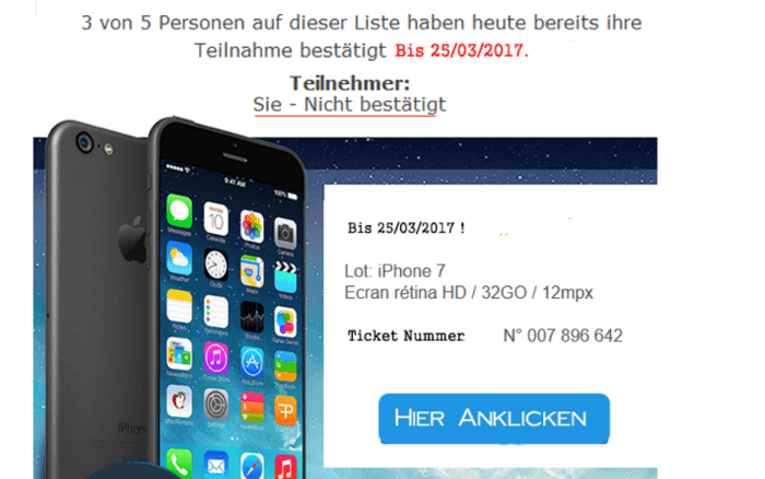 Abzocke Gewinnspiel iPhone 7