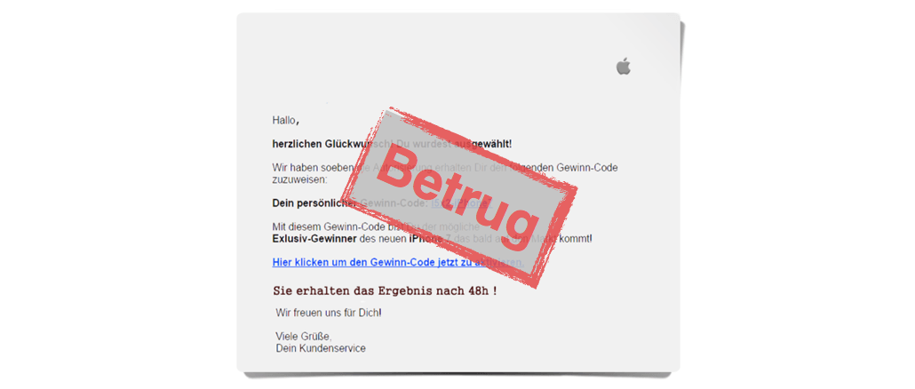 E-Mail Gewinnspiel Apple iPhone Betrug