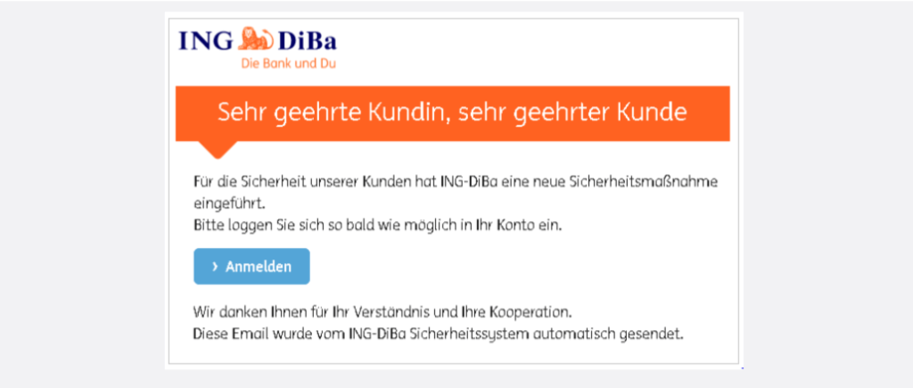 Ing-DiBa Spam Phishing Zu Ihrer Sicherheit