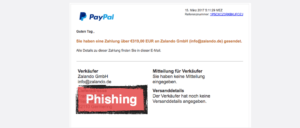 PayPal Zahlung Zalando Phishing Mail