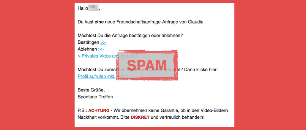 E-Mail Spam Freundschaftsanfrage