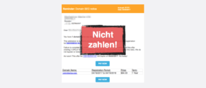 Fake-Rechnung Domain Notification SEO Service Registration Corp