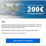 Gewinnspiel E-Mail Spam ARAL Tankgutschein