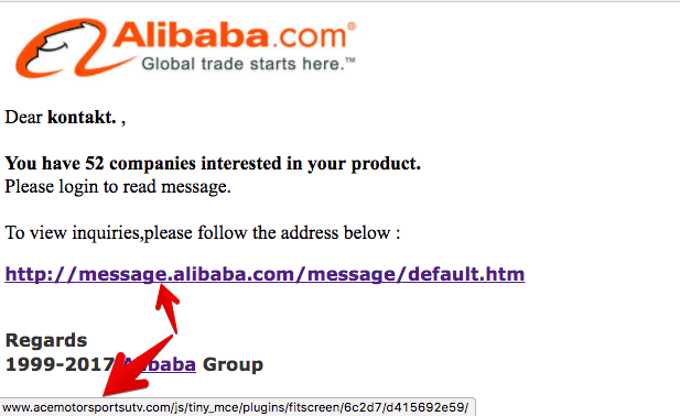 alibaba.com Phishing Mail