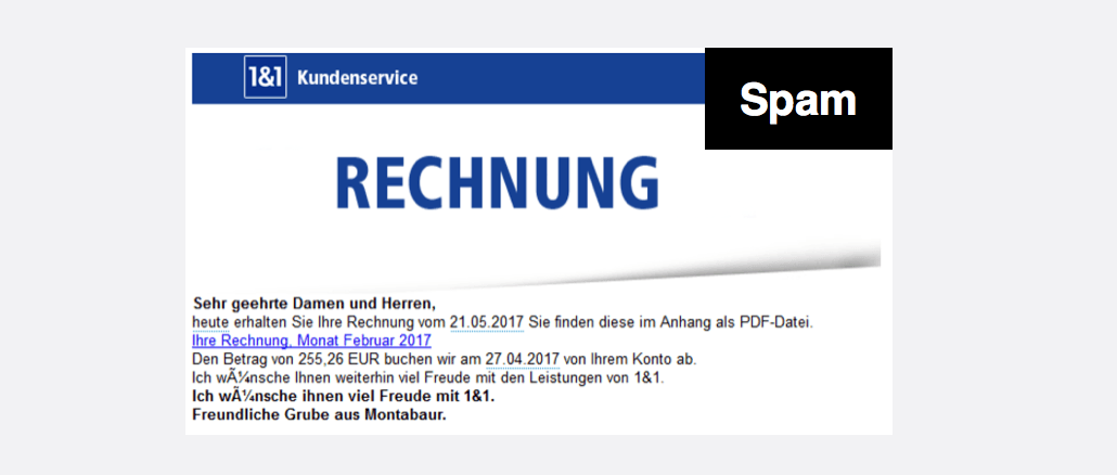 1und1 Spam Phishing Rechnung Juni 2017