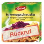 Rückruf Continental Foods: Erasco „Schweinegeschnetzeltes in Waldpilz-Sauce mit Rotkohl und Spätzle“