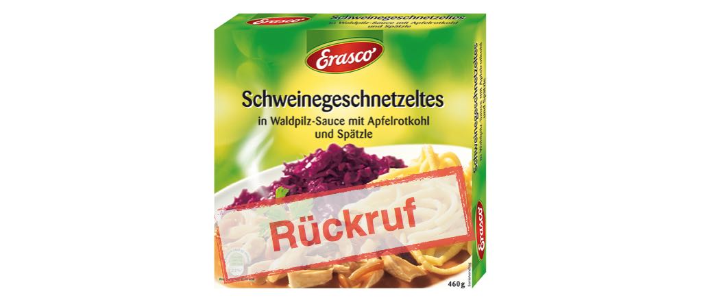 Rückruf Continental Foods: Erasco „Schweinegeschnetzeltes in Waldpilz-Sauce mit Rotkohl und Spätzle“