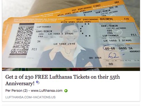Facebook Post Free Lufthansa Tickets