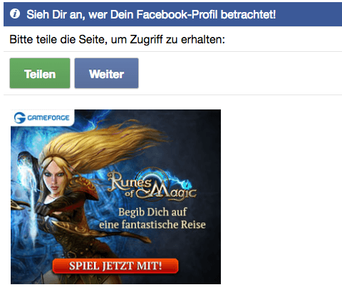 Facebook Spam Beitrag teilen