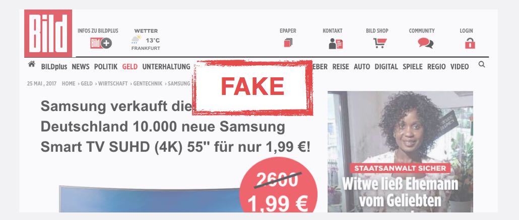 Fake Artikel Bild-Zeitung Betrug Kostenfalle