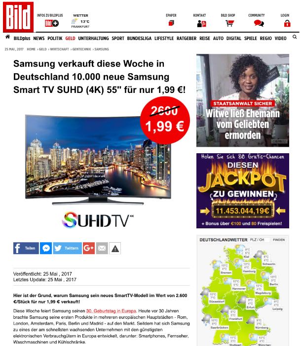 Fake Webseite im Bild-Design