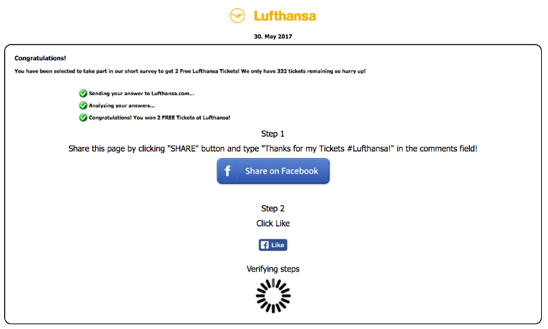 Lufthansa Tickets Kettenbrief Facebook 1