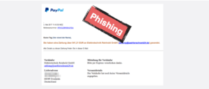 PayPal Spam Phishing Fake Zahlung Onlineshop