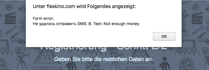 Registrierung flexkino.com kein Guthaben