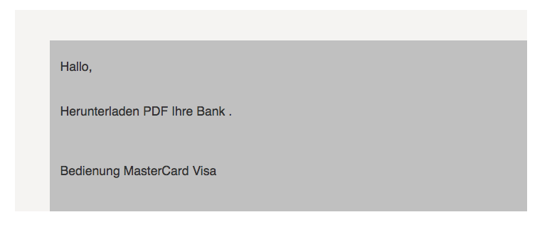 Visa Mastercard Spam Nachricht