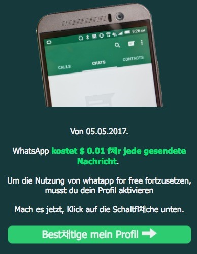 WhatsApp Kettenbrief 0,01 pro Nachricht