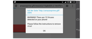 amazonprime.gift Viruswarnung Fake